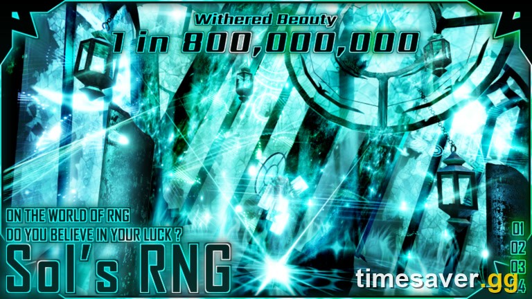 Sol's RNG official artwork of the Withered Beauty aura, a 1 in 800,000,000 roll