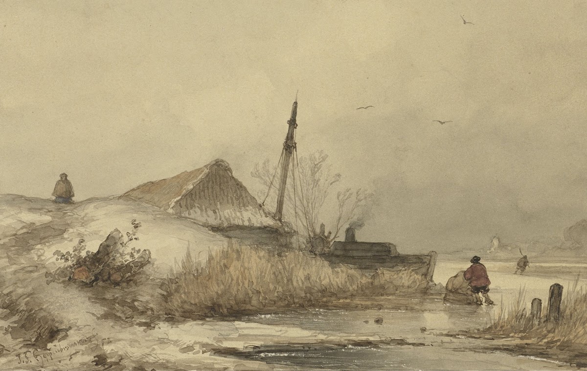 Winterlandschap Met Boerderij Aan Sloot 1852