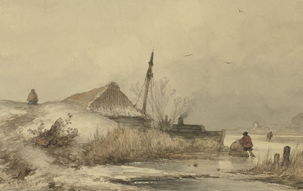 Winterlandschap Met Boerderij Aan Sloot 1852