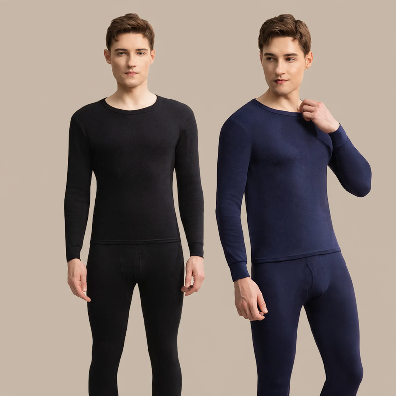 Men's Thermal Underwear Set, Cotton, Crew Neck