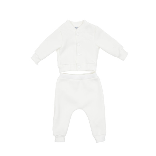 Дитячий костюм Twins трикотажний утеплений Україна (бомбер, штани) екрю 80р