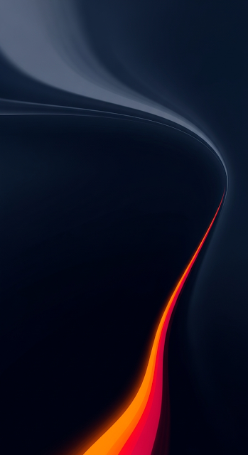 Minimalist Abstract Art with Dark Blue Flow and Vibrant Orange Split - Free mobile Wallpaper