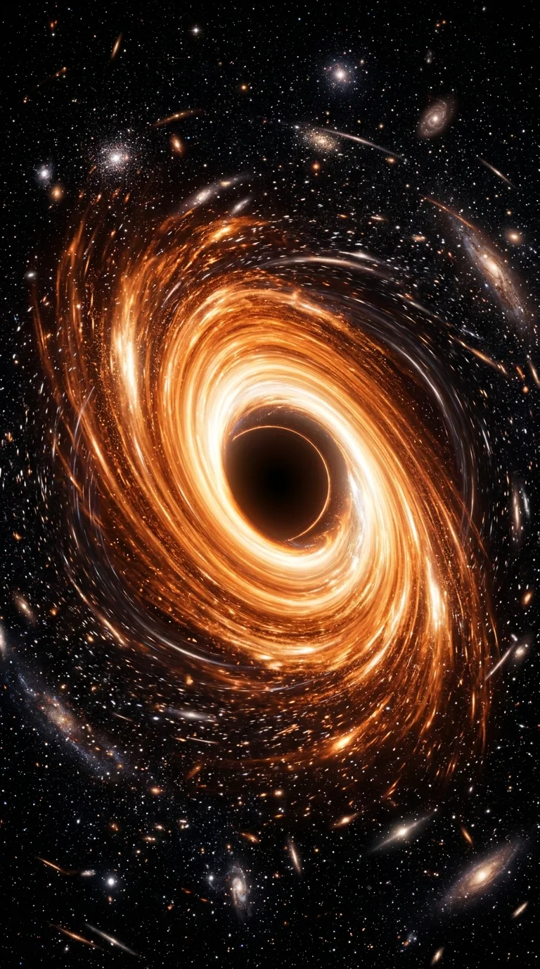 Stellar Black Hole with Glowing Orange Accretion Disk - Free 4K mobile Wallpaper