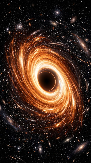 Stellar Black Hole with Glowing Orange Accretion Disk - Free mobile Wallpaper