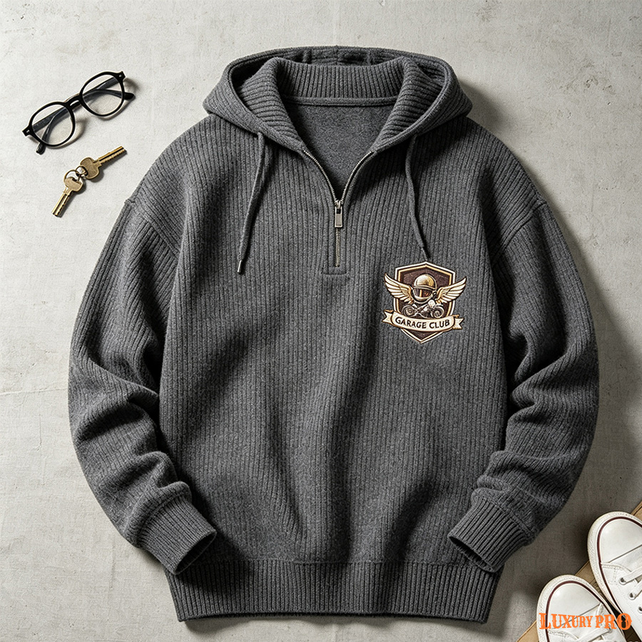 AOP Artificial Wool Half Zip Sweatshirt