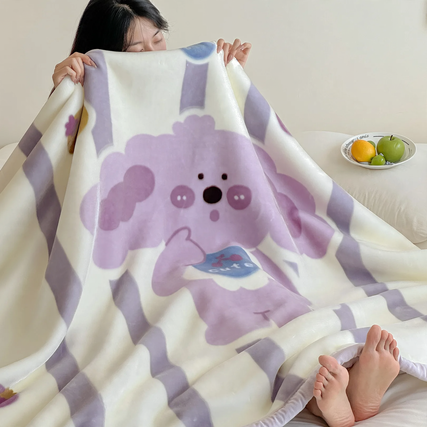 Raschel wool blanket, double-layered, reversible