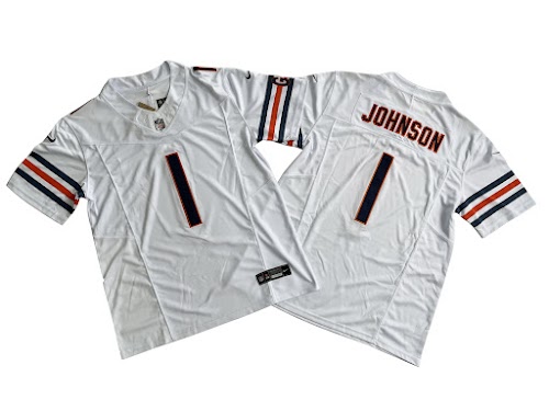 Chicago Bears 1# Jaylon Johnson Nike White Vapor F.U.S.E. Limited Jersey.jpeg