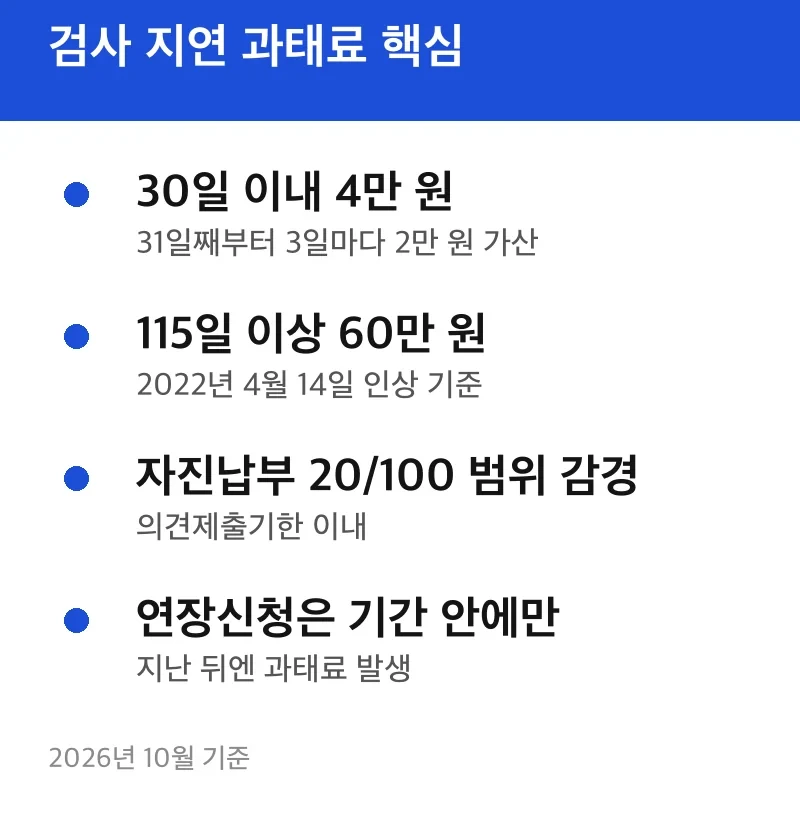 검사 지연 과태료 핵심