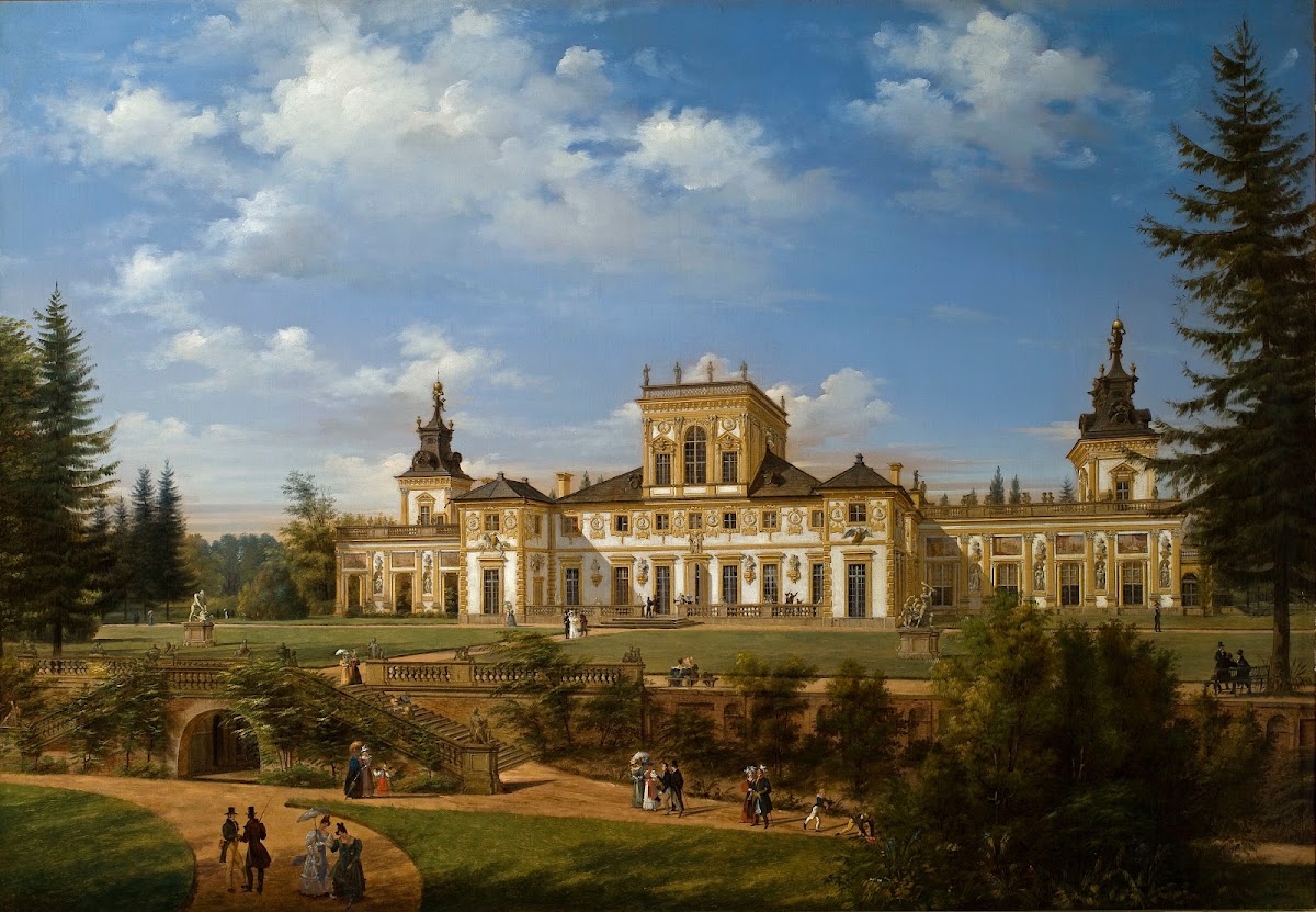 View of the Wilanów Palace from the side of the park
