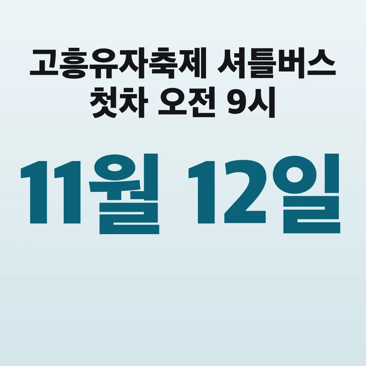 고흥유자축제 셔틀버스 11월 12일 첫차 오전 9시