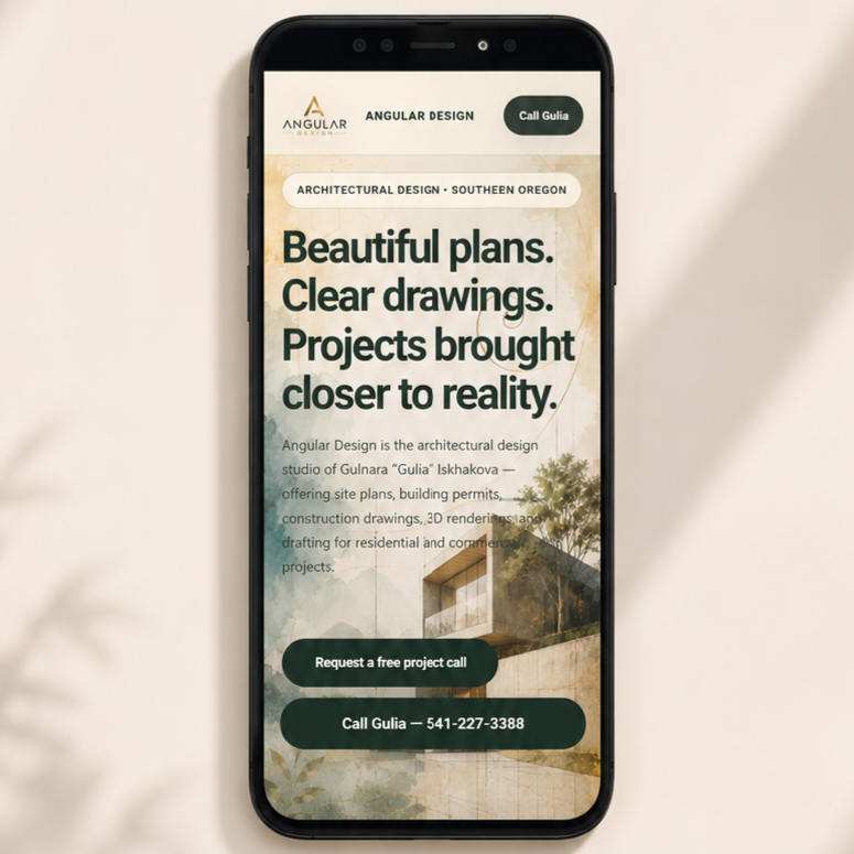Example website shown on mobile