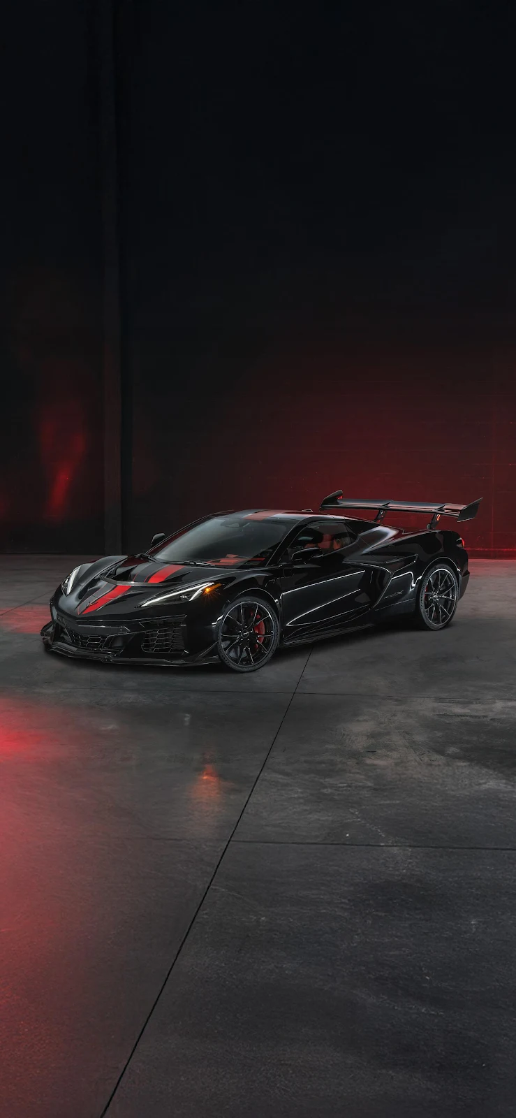 Black Chevrolet Corvette Z06 - Automotive Photography 2K iPhone Wallpaper (1772x3839)