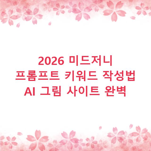 2026 미드저니 프롬프트 키워드 작성법 AI 그림 사이트 완벽