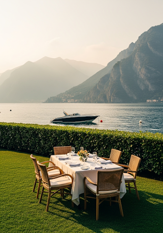 Luxury Outdoor Dining Lake Como Sunset