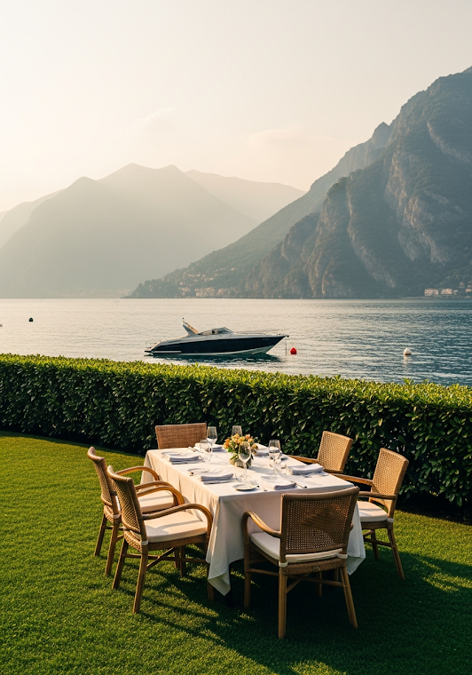 Luxury Outdoor Dining Lake Como Sunset