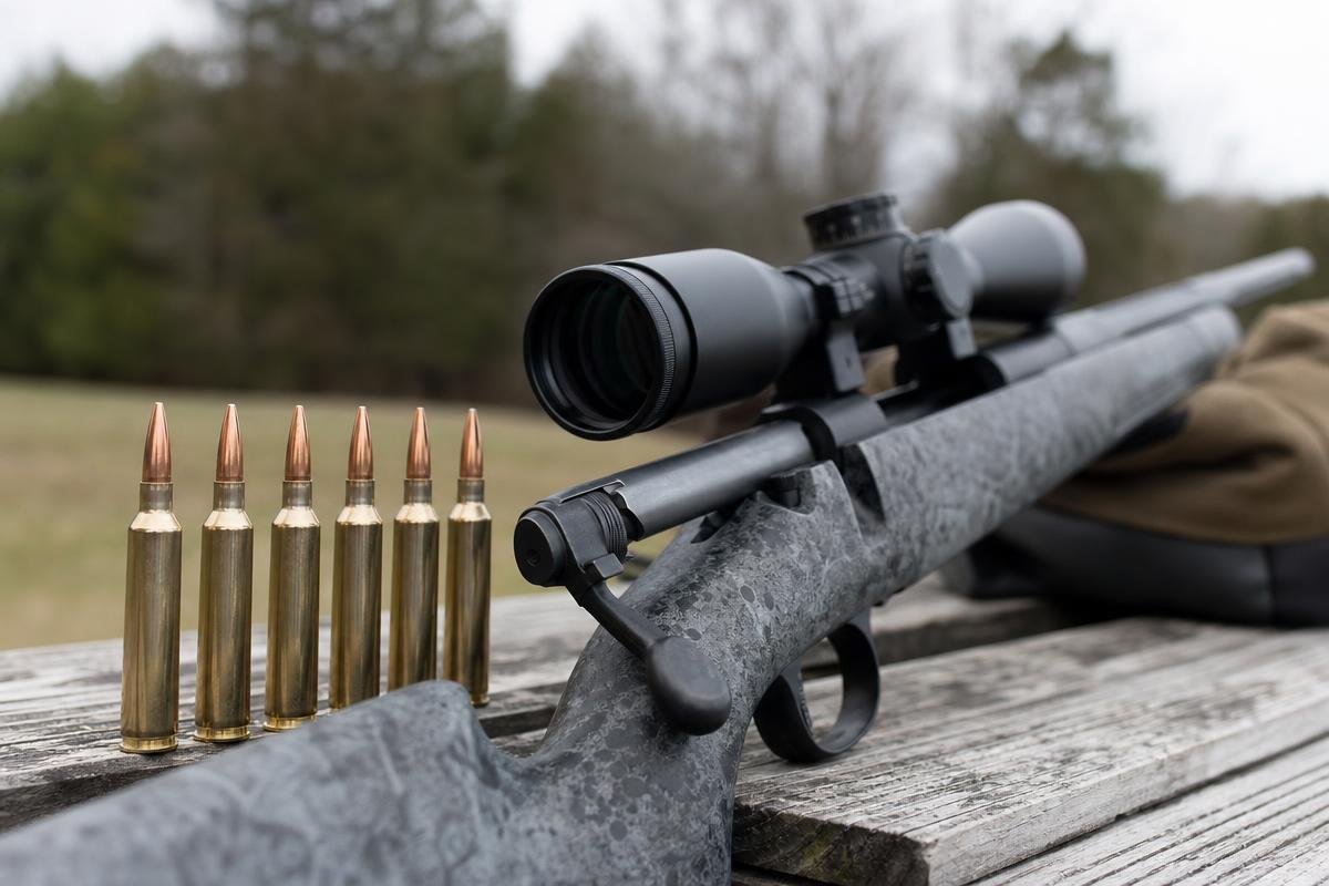 308 Winchester ballistics setup with rifle and ammunition