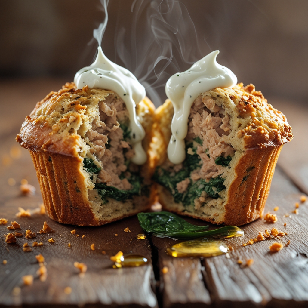 Dukkah-Spiced Turkey & Spinach Protein Muffins with Whipped Feta Dip