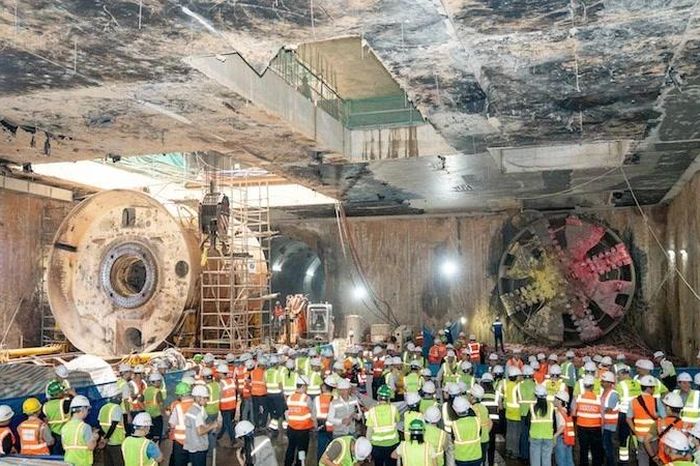 Hoàn thành khoan 4km hầm ngầm tuyến đường sắt đô thị số 3, Nhổn-Ga Hà Nội - Báo Nhân Dân