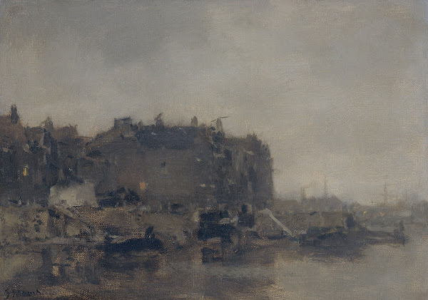 Houses on the Prins Hendrikkade Amsterdam on a Misty Day 1899