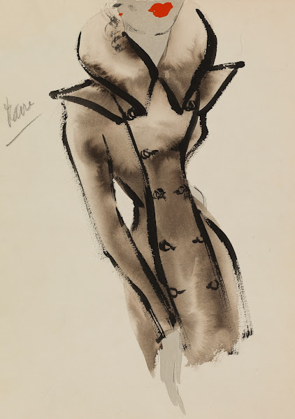 Manteau brun à grand col montant 1938