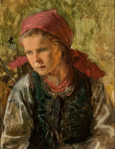 Peasant girl in a scarf