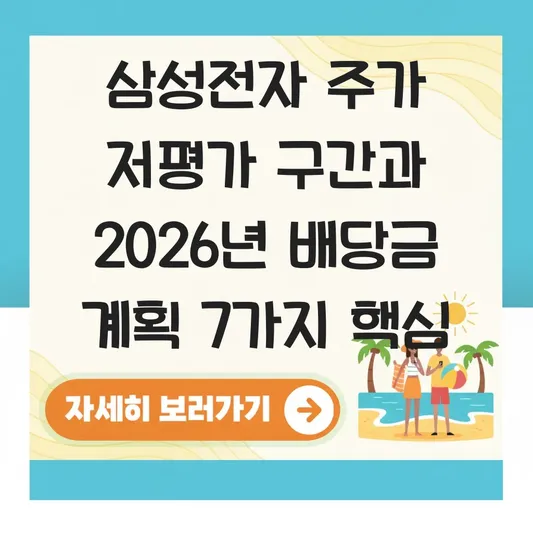 삼성전자 주가 저평가 구간 확인 및 2026년까지 확정된 배당금 지급 계획 대표 이미지