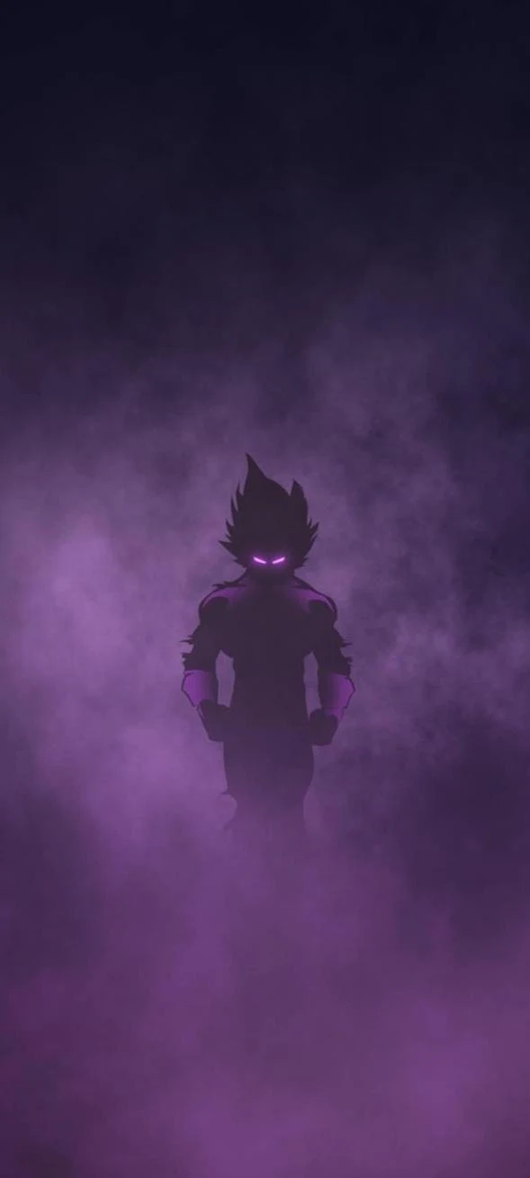 Vegeta Dragon Ball Purple Silhouette - Minimalist Digital Art iPhone Wallpaper (589x1308)