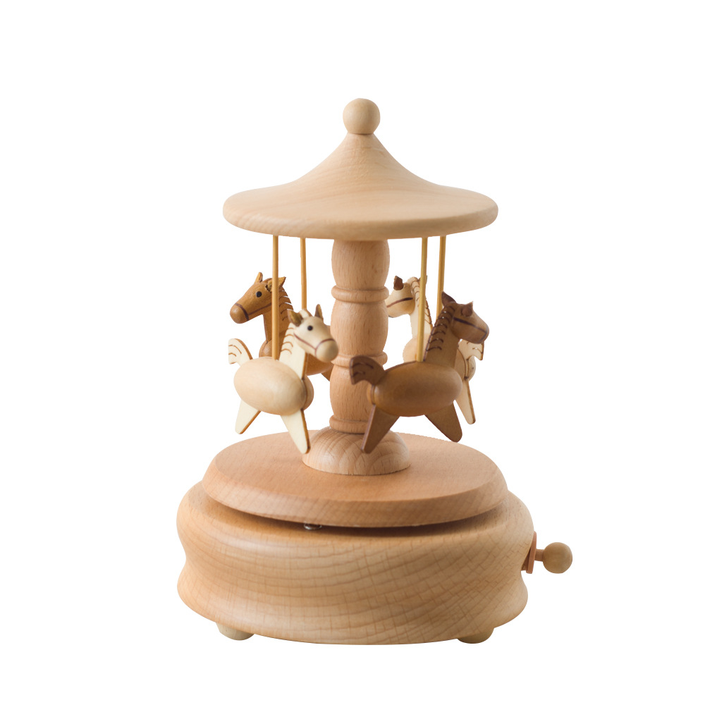 Buchenholz Spieluhr, europäischer Stil, 11 cm Sockel
