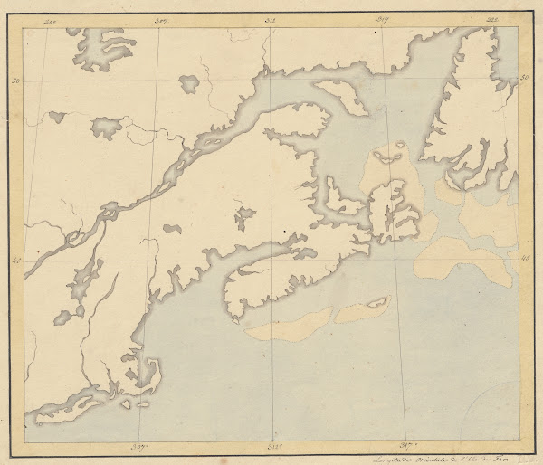 Landkaart van Nova Scotia en de St Laurens Baai