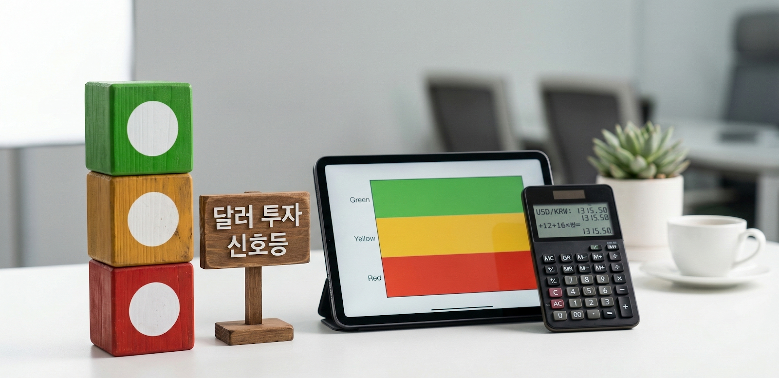 달러 투자 타이밍 판단을 위한 초록불 노란불 빨간불 신호등 시스템 인포그래픽