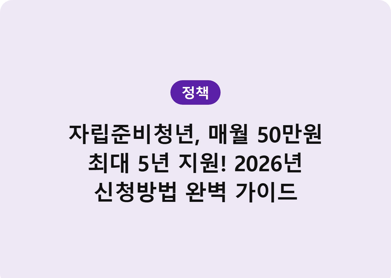 자립준비청년, 매월 50만원 최대 5년 지원! 2026년 신청방법 완벽 가이드