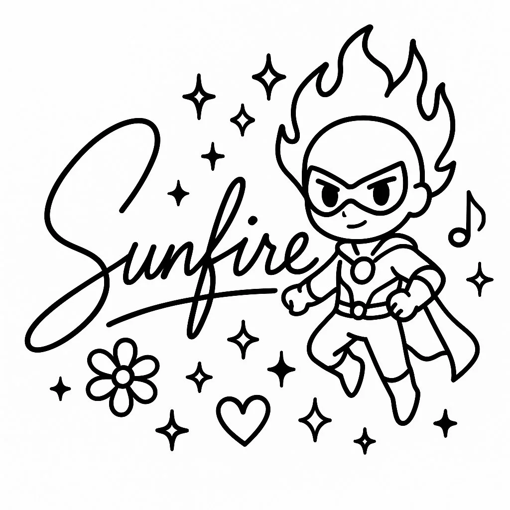 Diseño minimalista en blanco y negro para autógrafos con elementos de personajes, ideal para tatuajes o pegatinas.