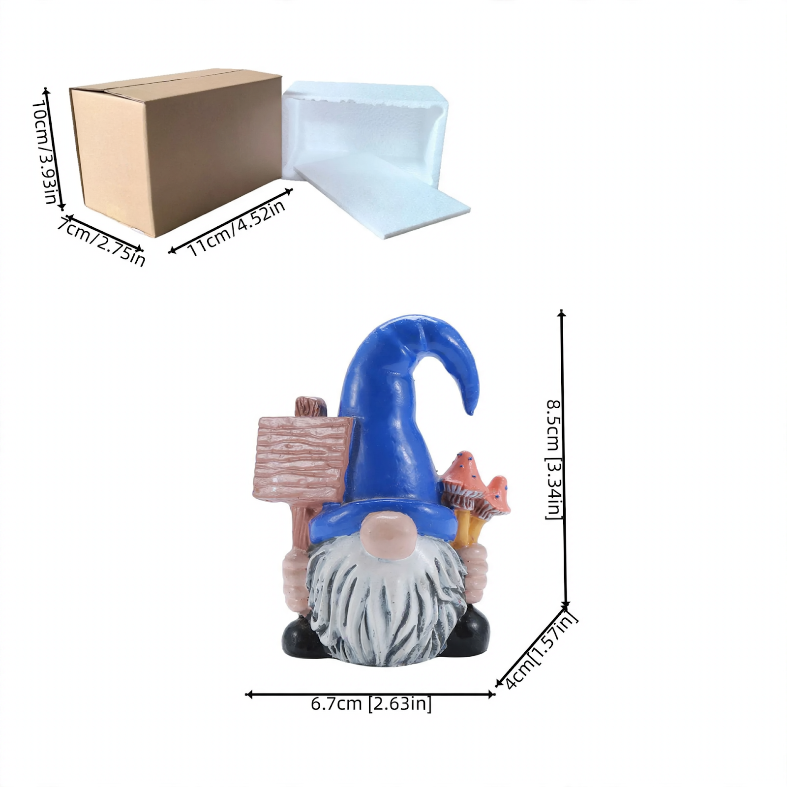 Mini gnome, faceless, resin figure, 7x4.5x8.5 cm