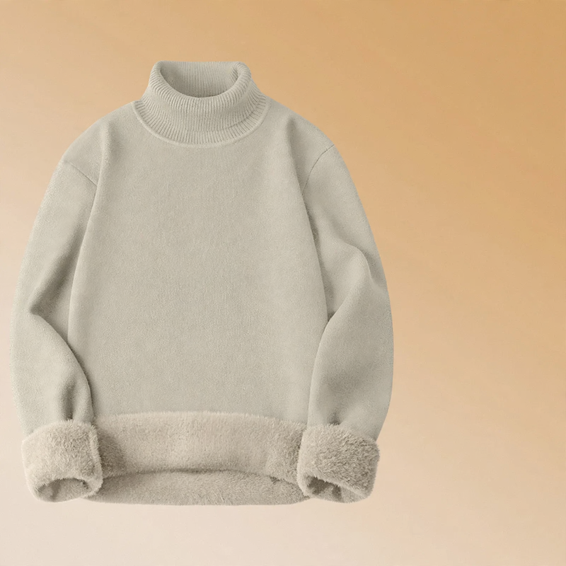 Men's Wool Modal Sweater, lined, stand-up collar, 650g