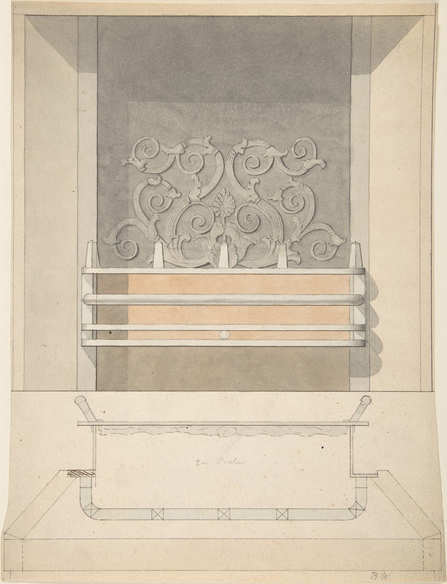 Design for Cast iron Grate with Green Metal Surround ca 1814