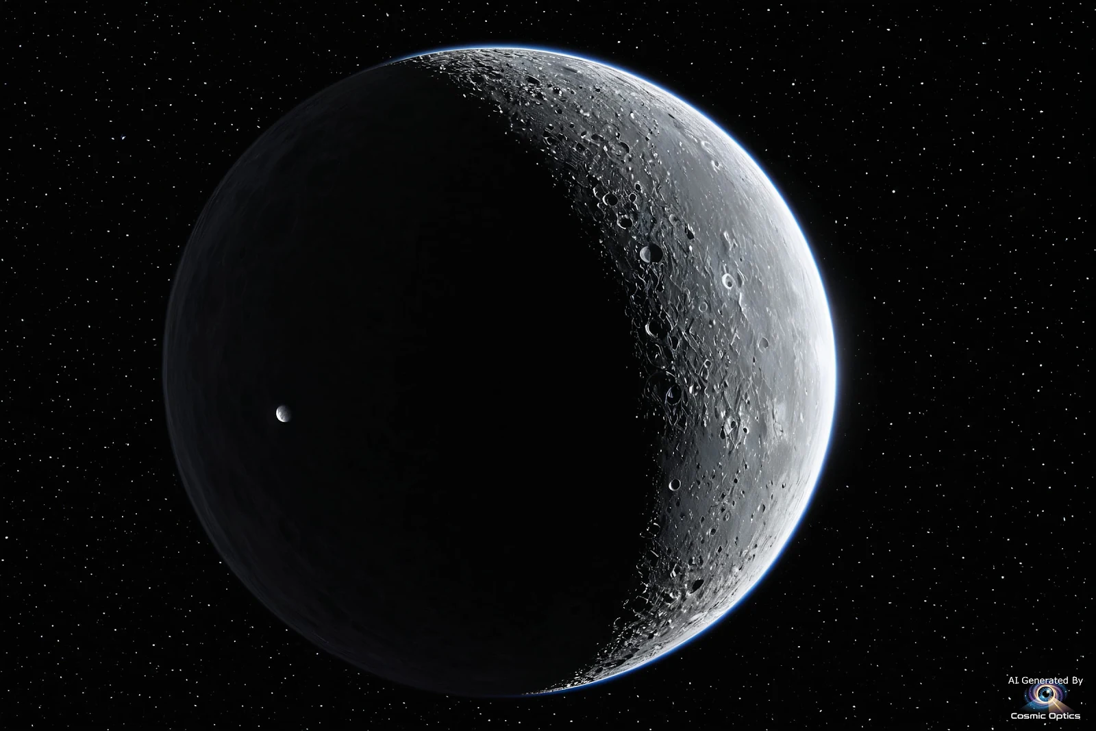 An authentic, photorealistic astronomical photograph of the dwarf planet Haumea floating in the abso_00050