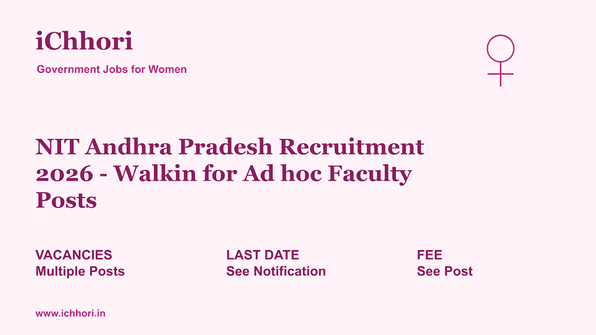 NIT Andhra Pradesh Recruitment 2026 - Walkin for Ad hoc Faculty Posts - iChhori