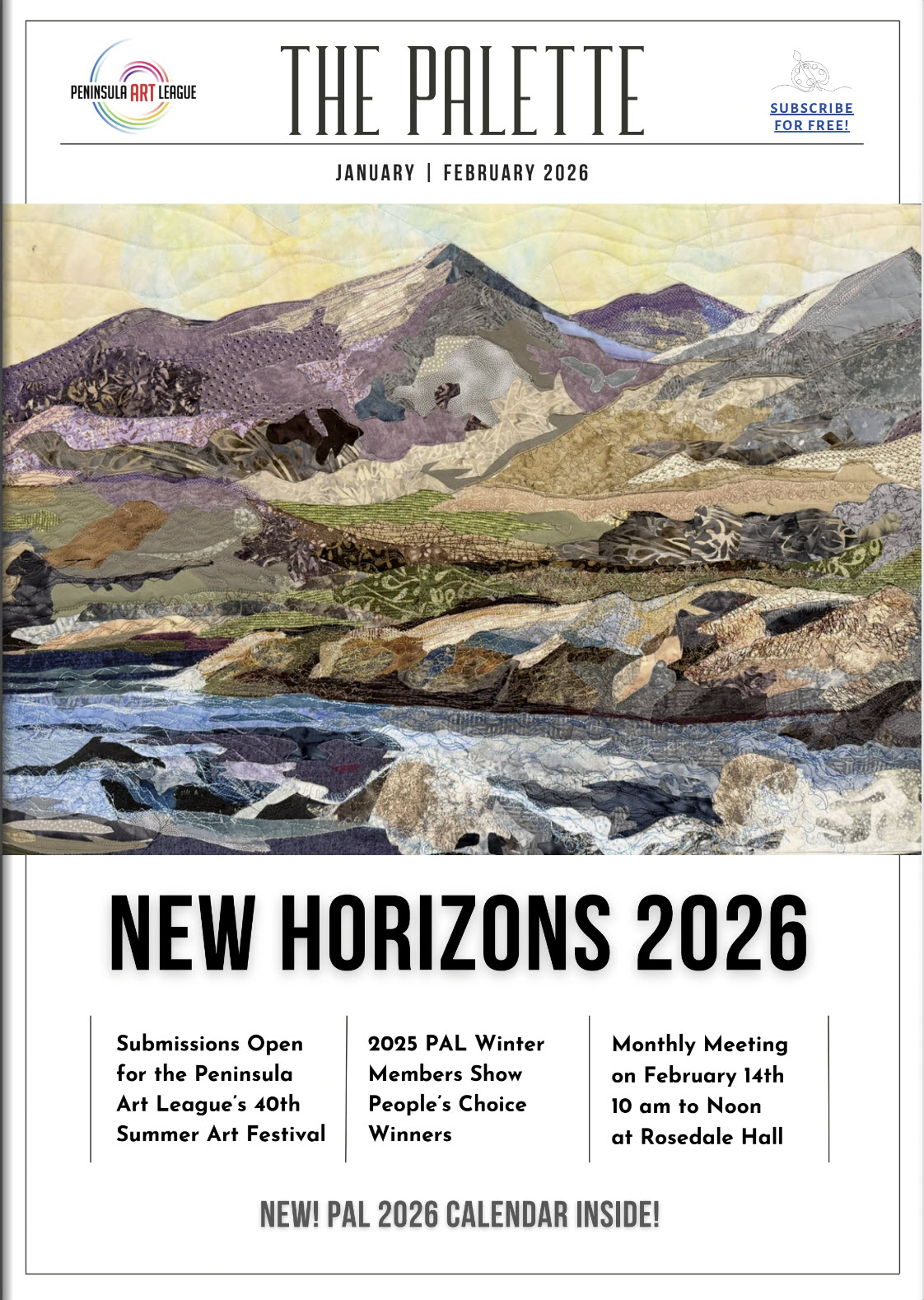 screenshot of front page of PAL newsletter