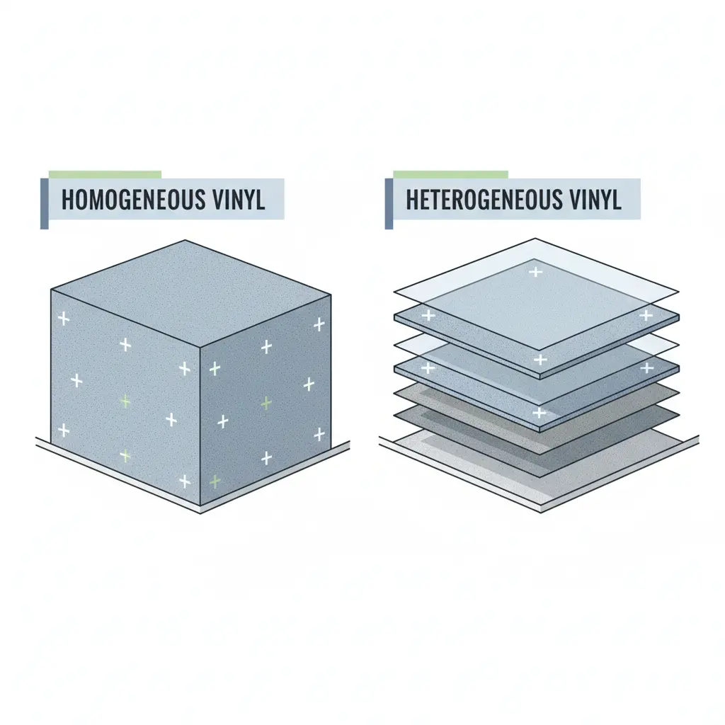 Perbedaan vinyl homogeneous vs heterogeneous untuk area medis