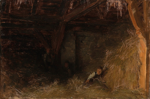 Three Boys in the Straw In the Hay Barn