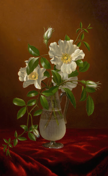 Cherokee Roses in a Glass Vase circa 1883 1888