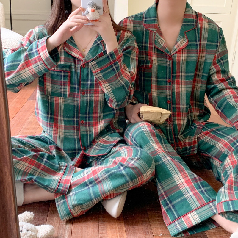 Christmas Check Loungewear for Couples, Brushed