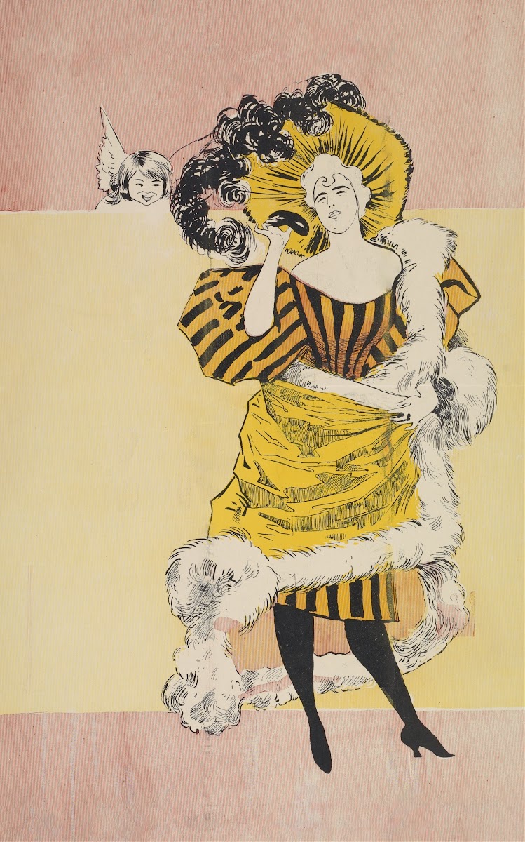 Womans in a yellow fur coat 1893   1897