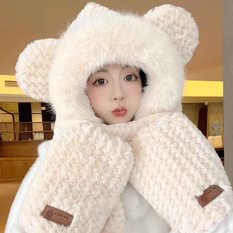 Winter set: Hat, scarf, and ear protection, lined