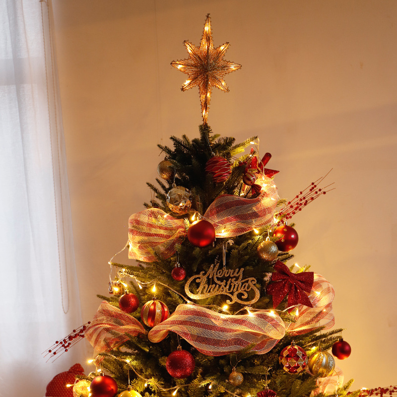 Christmas tree topper star made of iron and fabric