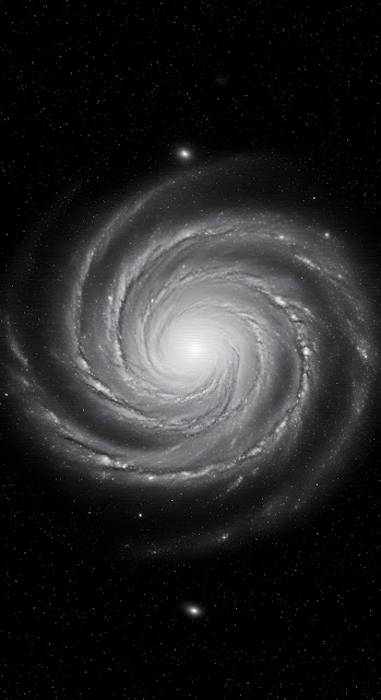 Monochrome Spiral Galaxy in Deep Space - Free mobile Wallpaper