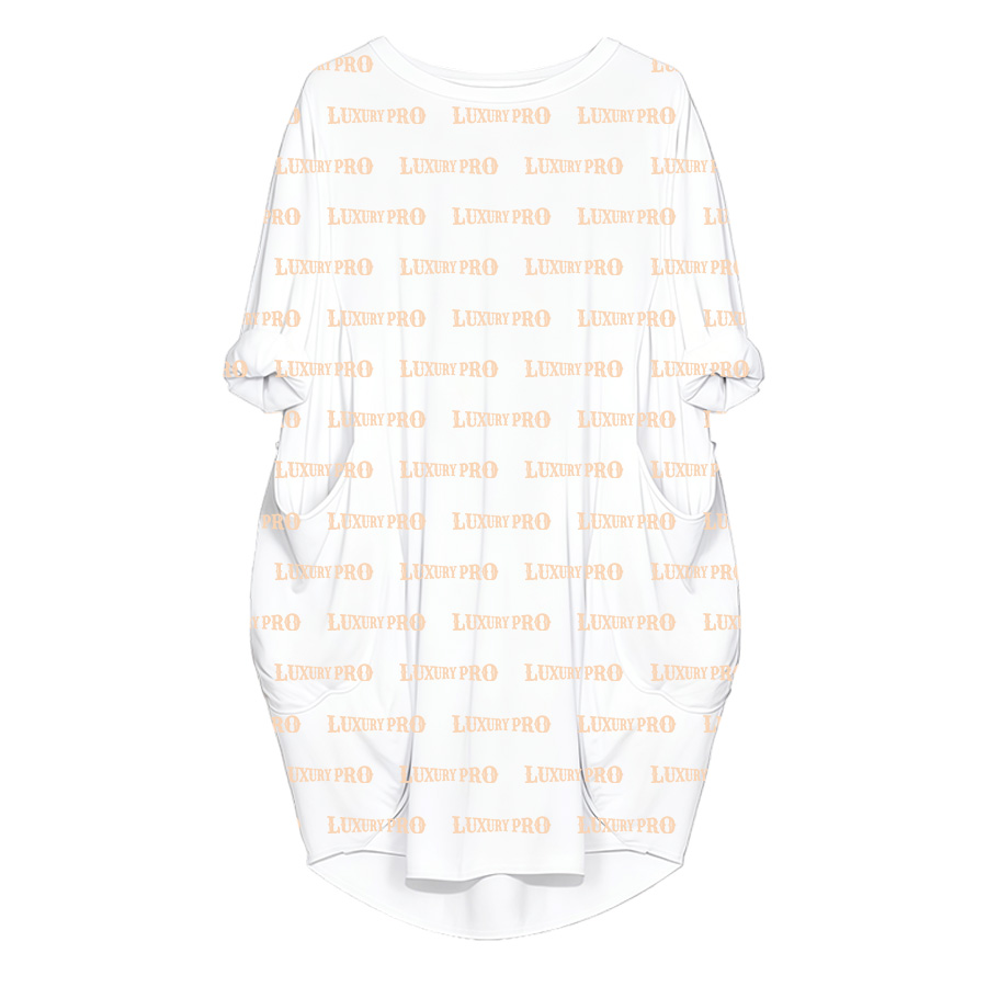 AOP Women's dress with pockets and tulip collar