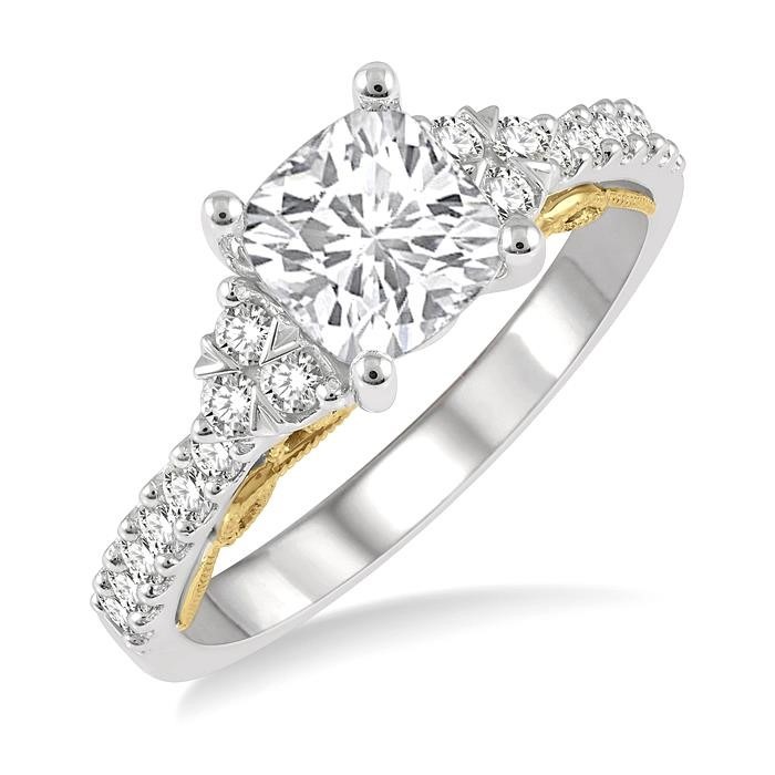 Cushion Shape Semi-Mount Diamond Engagement Ring