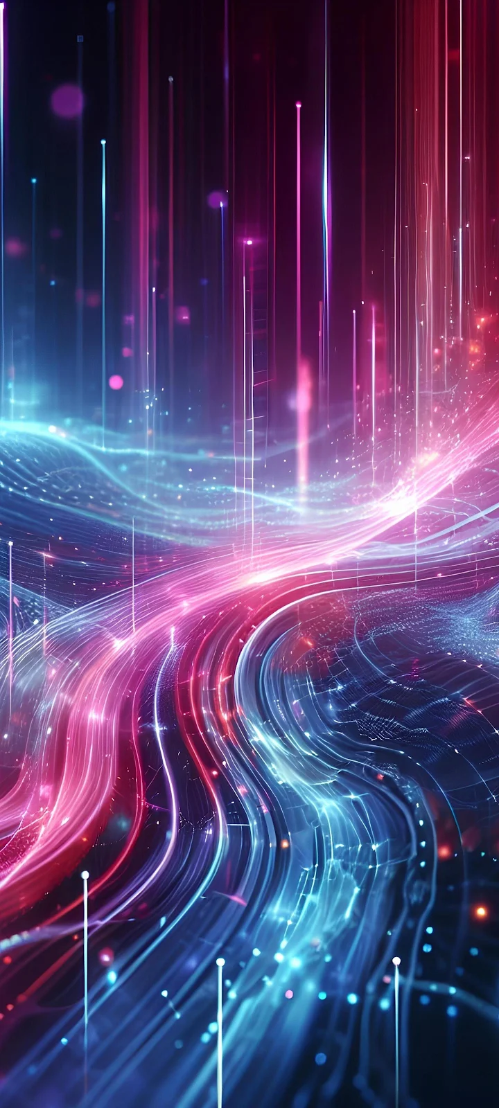 Abstract Neon Data Streams - Abstract Digital Art 2K iPhone Wallpaper (1440x3200)