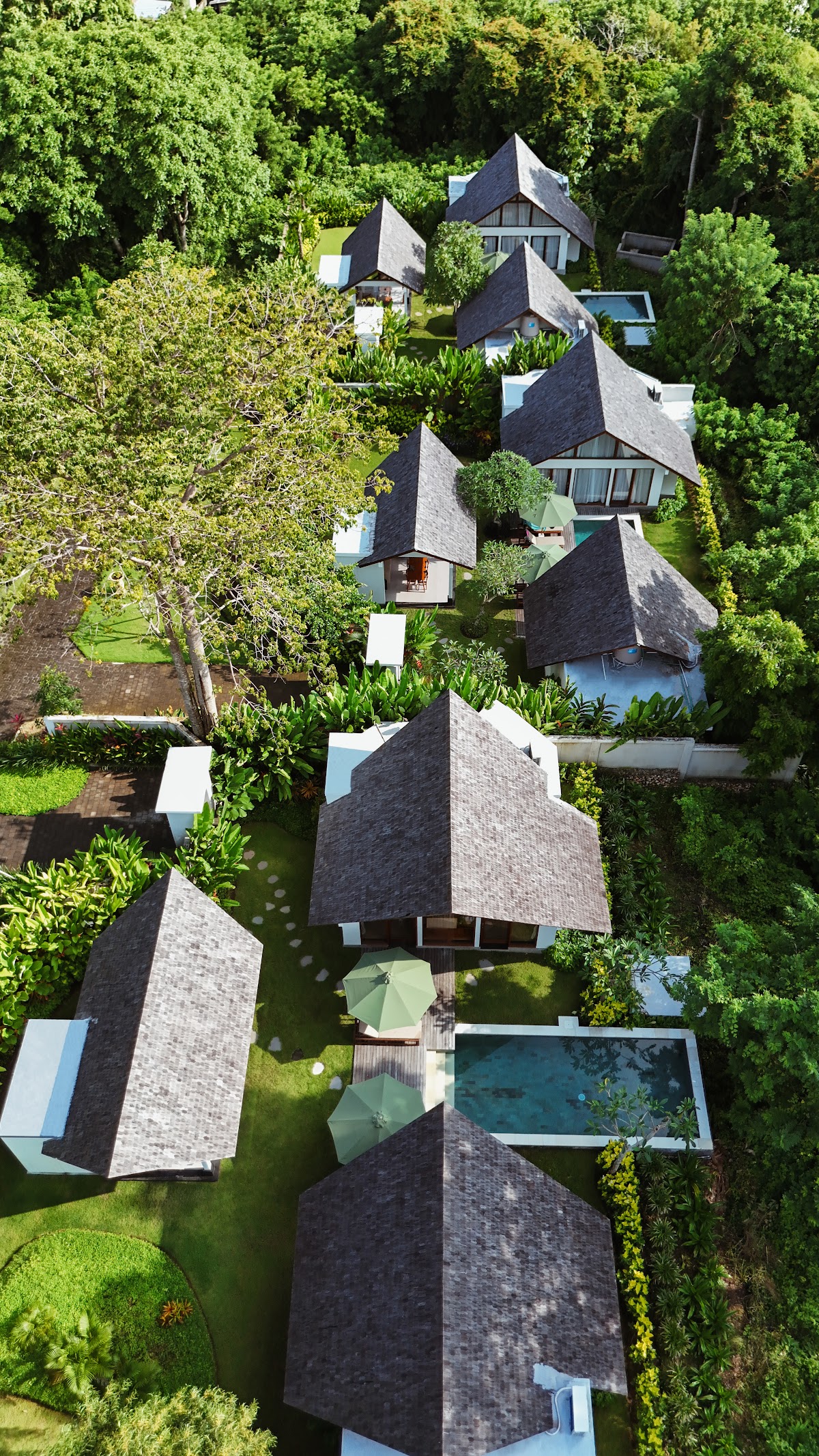 Aerial view of Arpana Villas estate, Jimbaran Bali